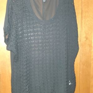 Torrid sz 2 lace knit front chiffon back black top